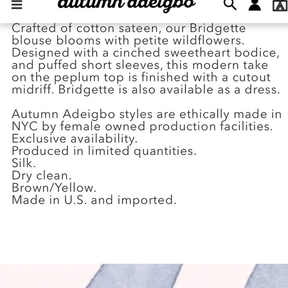 NWT AUTUMN ADEIGBO Bridgette Puff Sleeve Cut-Out Top size 4 - Picture 14 of 14